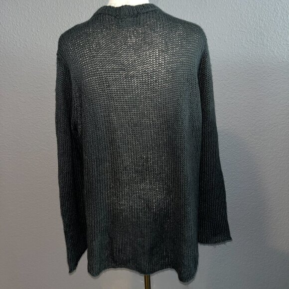WOODEN SHIPS HEART SWEATER - CHARCOAL & RED LIGHTWEIGHT MOHAIR BLEND Size  M/L - Picture 6 of 8